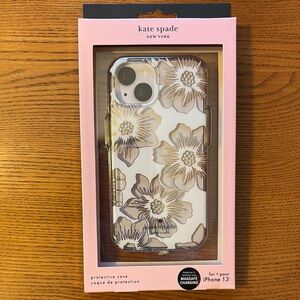 Kate Spade Floral Rhinestone iPhone 13 Case in Silver and White